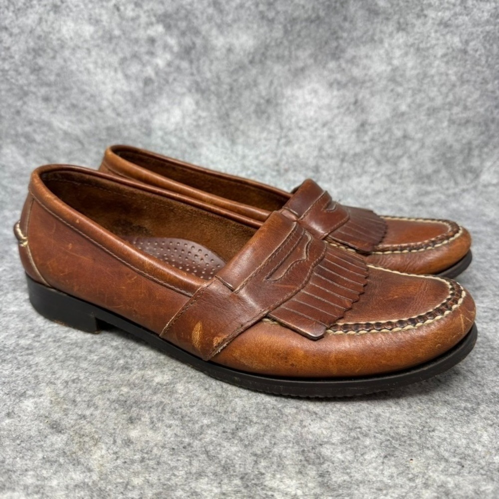Vintage LL Bean Penny Loafers Brown Mens Size 9.5D Moc Native American Shoes